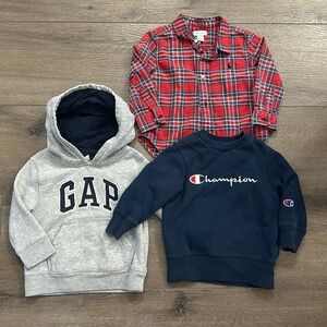 Bundle of sweater, hoodie, and polo for toddler boy